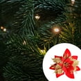 thumbnail image 2 of Cateissary Decoración de flores artificiales de Navidad con purpurina, adorno de árbol de Navidad brillante, decoración de fiesta de año nuevo, sala de Kits de decoración para fiestas oro rojo Cateissary HA069938-03, 2 of 6