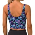 thumbnail image 3 of Lsque blue daisy Skull flower Printed Women'S Sports Bra, Compression, Moisture Wicking, High-Impact Sports Bra For Women,Supportive sports bra-XX-Large, 3 of 9