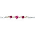thumbnail image 2 of 925 Silver and 10K Yellow Gold Pink Created Sapphire and Red Created Ruby and Lab Grown Diamond Bracelet for Women (3.40 Cttw, September Birthstone, Heart 7MM and 6MM, 6.5/7/7.5 inch, Made in Italy), 2 of 5
