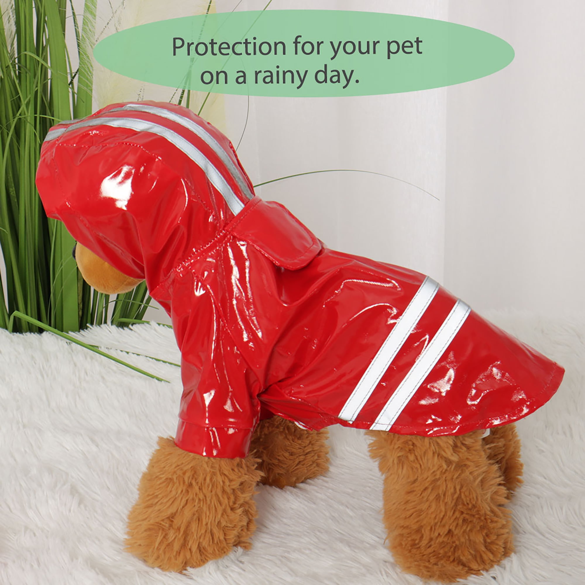 Water Resistant Dog Raincoat Pet Clothes Rain Jacket Hooded Outdoor