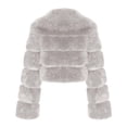 thumbnail image 4 of Women's Faux Fur Cropped Coat Fluffy Faux Fur Jacket Long Sleeve Lapel Furry Winter Warm Shaggy Parka Short Coats, 4 of 5
