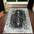 thumbnail image 1 of Turquoise/Black/White/Charcoal -Faded, Oriental Distressed Area Rug Vintage Persian Area Rug Abstract, Kashan, 1 of 7