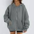 thumbnail image 6 of Lumtrix Zipper Hoodies for Women Oversized Fall Fashion 2025 Casual Winter Jackets Trendy Hooded Zip up Sweatshirt Clothes Gray L, 6 of 6