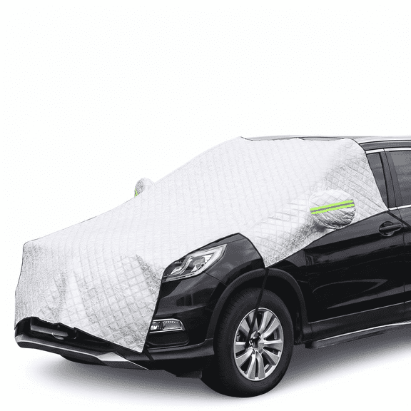 AJOHBM Car Windshield Cover with Hood Protection, 100.39" x 94.49" Waterproof All-Weather Sun Shade for Cars, Trucks, SUVs, Silver