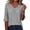 Gray-25, variant on Women's V Neck Half Sleeve Blouse Pleated Front Top Loose Fit Casual Shirt with Cuffed Elbow Sleeves