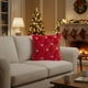 thumbnail image 1 of Cojín Decorativo Bordado con Árbol de Navidad y Copos de Nieve | Cojín Rojo Suave para Sofá de 45 X 45 Cm | Decoración Festiva para Sala de Estar | Poliéster | 1 Cojín, 1 of 6