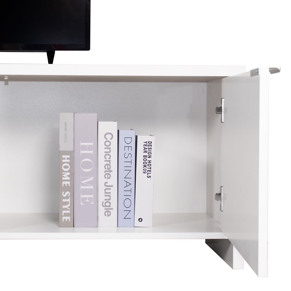Madesa TV Stand Large Media Console with Cable Management for 65, 75 Inch Media Storage Gaming Living Room Entertainment Center Modern Wooden Television Cabinet - White