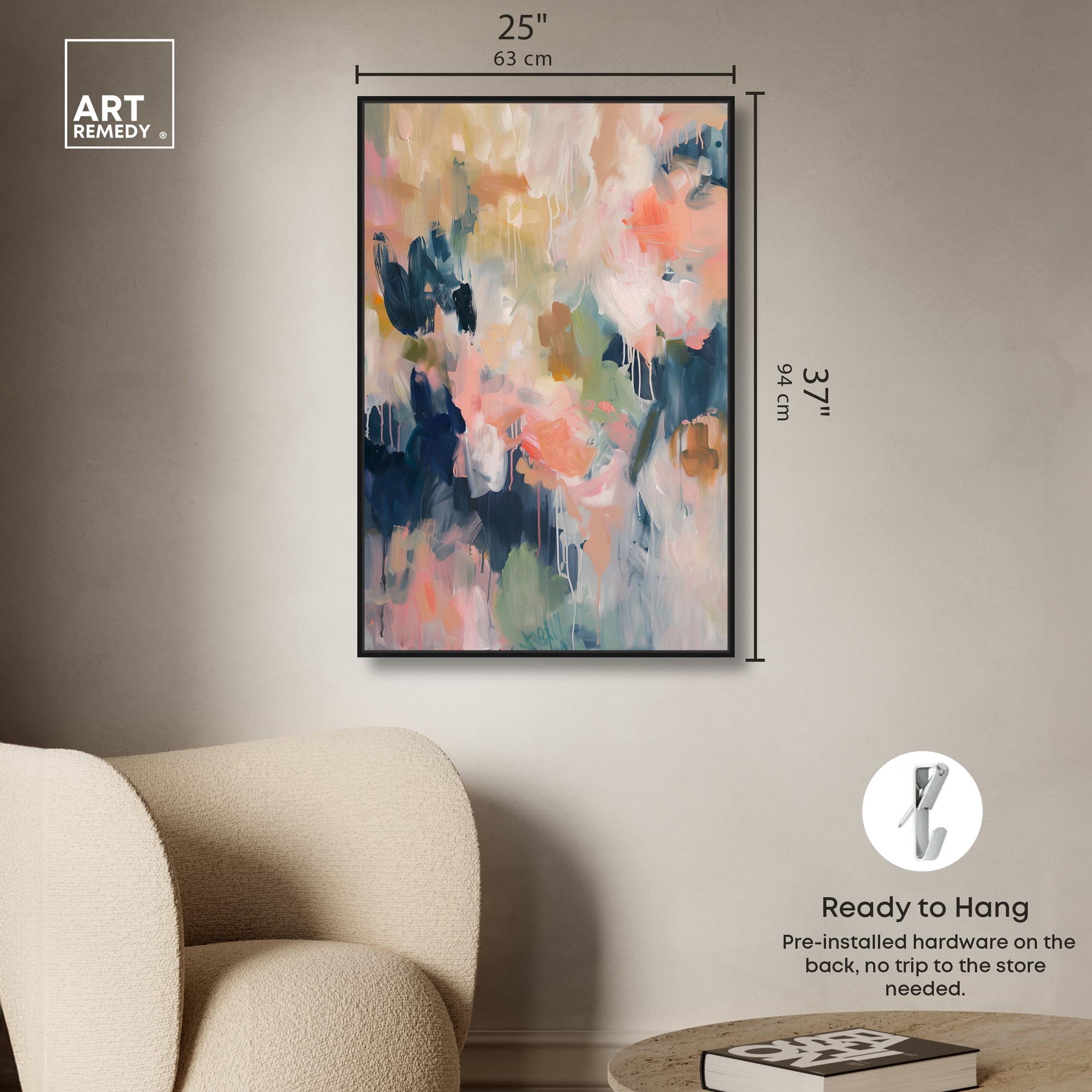 Blush of Nature Canvas Colorful Pastel Art by Art Remedy, Black Frame, 24" x 36"