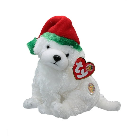 Ty Beanie Baby - TINSEL BBOM a Christmas Dog (With Santa Hat 7" Plush)(BONUS ONE RANDOM TY ERASER)
