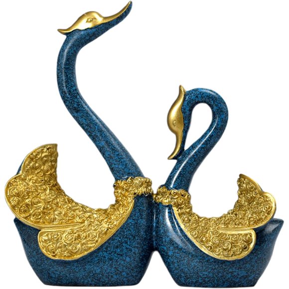 Swan Statues,Couple's Home Decorations for Living Room,2Pcs Lovers Sculpture,for Living Room Decor and Accessories,Sculptures Home Decor for Coffee Table,Book Shelf Decor Accents (Blue, One Size)