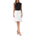 thumbnail image 2 of INSPIRE CHIC Women's Denim Bodycon Fishtails Ruffled Knee Length Jean Skirt XL White, 2 of 6