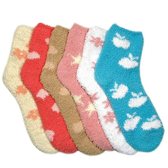 DailyWear Womens Girls Cozy Fuzzy Soft Socks 6 Pairs or 12 Pairs-Various Style