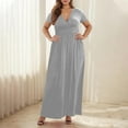 thumbnail image 5 of Lenago Plus Size Summer Dresses for Women 2025 Maxi Dress V-Neck Short Sleeve Dresses for Party Casual Summer Maxi Dresses for Women with Pockets on Clearance, 5 of 9