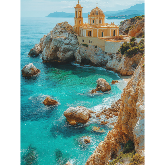 Coastal Church Canvas Art Print, Suitable for Living Room, Office,and Hotel Decoration
