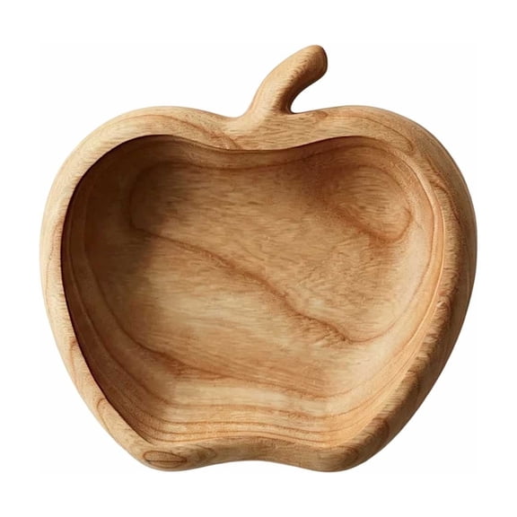 Apple Pinecone Shaped Wooden Serving Bowl, Khaki Farmhouse Snack Dish For Candy Nut Fruit Christmas Table Center Decor