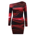 thumbnail image 6 of DHFJKG One Shoulder Bodycon Women Long Sleeve Mini Dress Asymmetric Slim Fit Tie Dye Casual Dresses Club Party Wear Trendy Dresses, 6 of 7