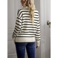 thumbnail image 2 of Women Striped Drop‑Shoulder Long‑Sleeve Knit Sweater, Casual Pullover Top for Fall Winter, 2 of 6