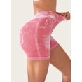 thumbnail image 4 of Women Sexy V Waist Denim Print Biker Shorts Back Ruched Butt Lifting Stretch High Waist Yoga Workout Athletic Shorts, 4 of 6