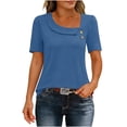 thumbnail image 3 of Avtoify Women's Casual Solid Color Breathable Lock Short Sleeve Top Short Sleeve V-Neck Top/Shirt, 3 of 7