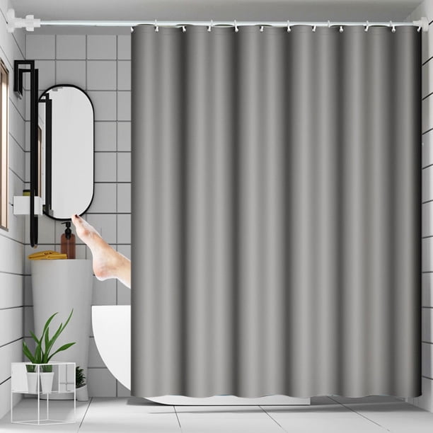 Cortina de ducha Lksixu de 120 x 180 cm, color sólido, con ganchos, impermeable, de secado rápido, ligera, de plástico, estilo minimalista, ideal para baños y spa.