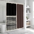 thumbnail image 6 of Brown Black Shower Curtain, Waterproof Shower Curtains for Bathroom, Modern Abstract Art Farmhouse Striped Washable Fabric Bathtub Curtain Set Bath Decor with 12 Hooks Long 72"x84", 6 of 8