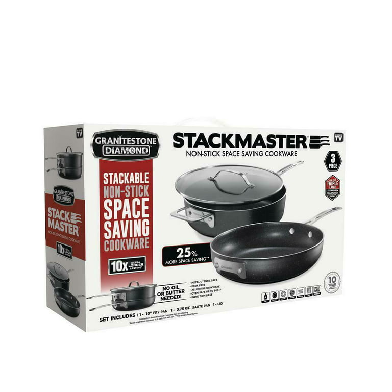 Granitestone 10-Piece Stackmaster Stackable Cookware Set –