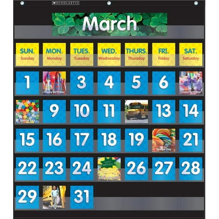 ISBN 9780545838665 product image for Monthly Calendar (Black) Pocket Chart | upcitemdb.com