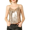 thumbnail image 3 of INSPIRE CHIC Women's Sequin Spaghetti Strap Crop Camisole Tank Tops XS Rose Gold, 3 of 9