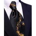 thumbnail image 3 of Corbata Barry.Wang Negra Dorada Floral 150 cm con Clip, 3 of 9