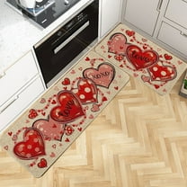 Danhjin Valentine's Day Kitchen Mats 2PC Set for Floor Carpet Door Mat Home Bedroom Bathroom Protection