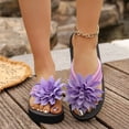 thumbnail image 4 of GERsome Women's Flip-Flops Platform Round Toe Slip-On Flat Summer Comfortable Flower Thong Sandals for Beach Travel, Purple Size 6, 4 of 9