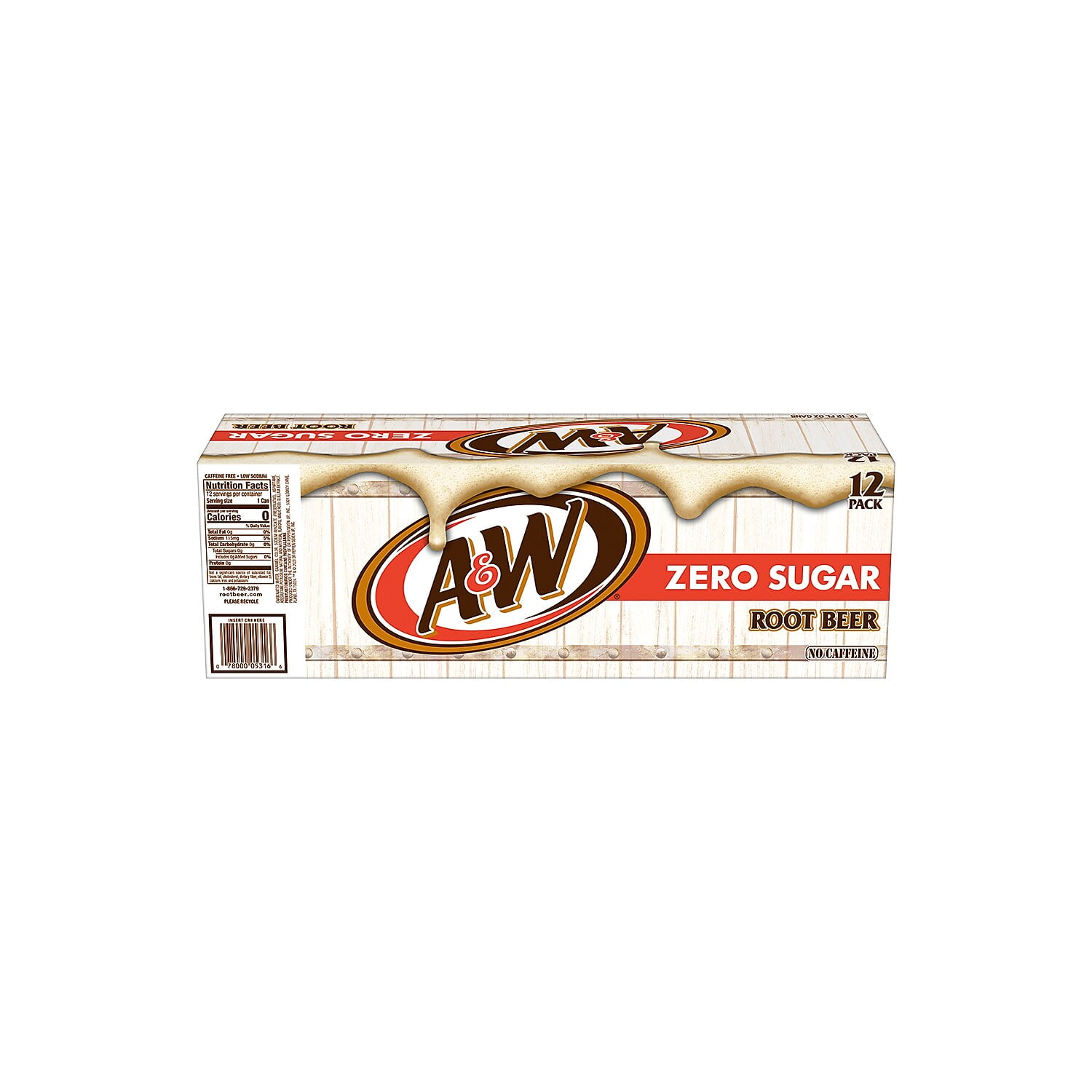 A&W Zero Sugar Vanilla Root Beer Soda 12 oz. 24/Carton (10000853