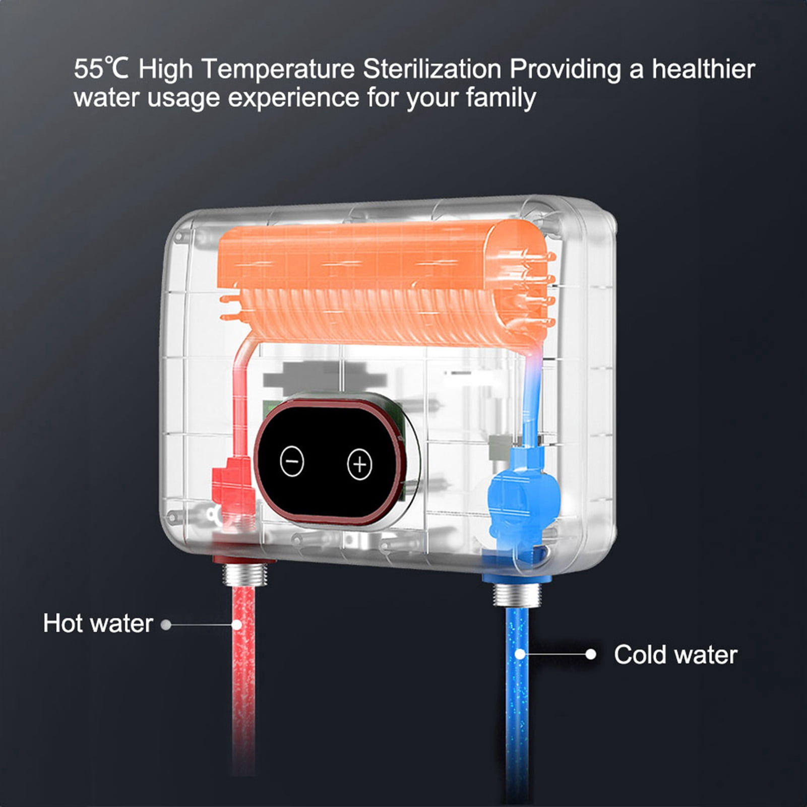 Riousery Instant Electric Tankless Water Heater 5.5kW IPX4 Water Resistant LED Display Thermostatic Control System