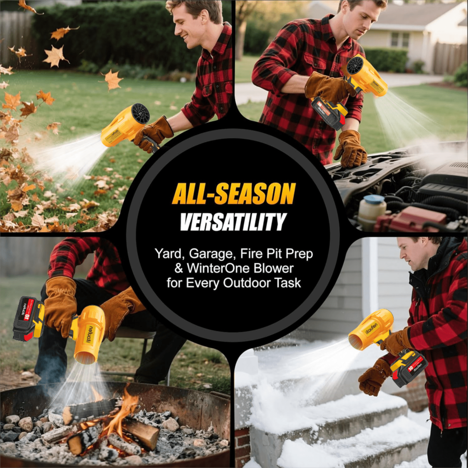20V Cordless Leaf Blower with Brushless Motor, 56M/s High Velocity Fan Blower, 3 Adjustable Speeds, Lightweight Handheld Blower for Yard Cleaning, Snow Blowing