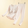 thumbnail image 1 of Conjuntos de ropa interior térmica para mujer, otoño e invierno, suave, cálida, de manga larga, cuello redondo y sujetador incorporado, ropa interior térmica adecuada para climas fríos, parte superior, 1 of 3