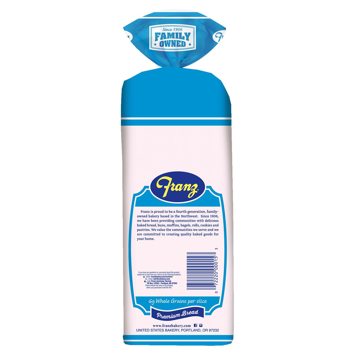 Franz Bakery Whole Grain White Bread Loaf 22.5 oz, 6g Whole Grains