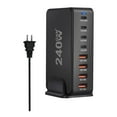 thumbnail image 4 of Cargador USB C de 240 W para teléfonos escolares, estación de carga de escritorio con 8 puertos Negro, 4 of 9
