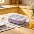 thumbnail image 2 of Plastic Bento Box,Rectangular Buckle Airtight Leakproof Portable Divided Lunch Container | Office Meal Prep Container | Refrigerator Food Storage | Perfect for Outdoor Travel & Picnic,Purple, 2 of 7