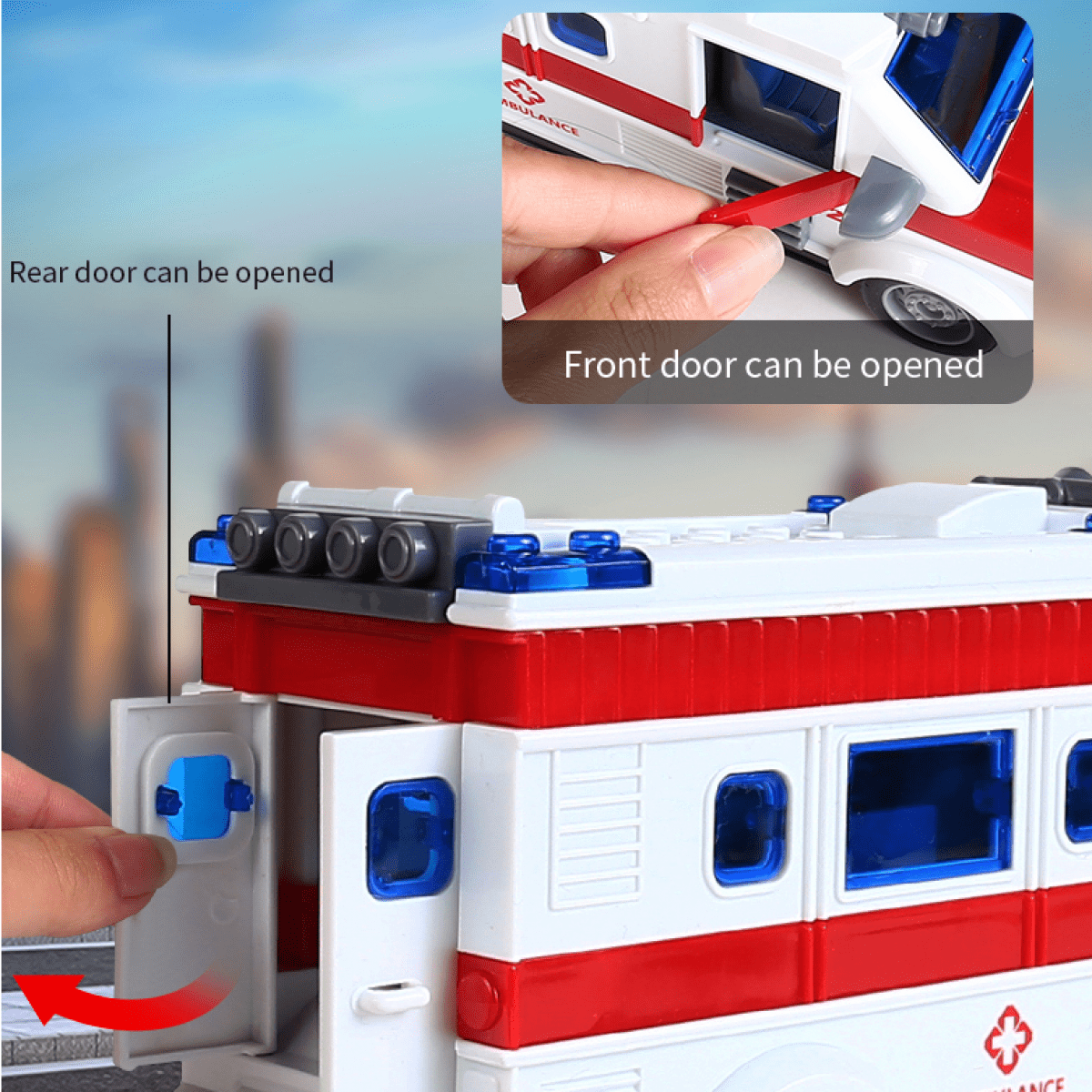 Mini RC Car Ambulance Truck Toy with Lights & Open Doors for Kids 3 4 5 Years Old Birthday Gifts