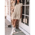thumbnail image 4 of Wehilion Womens 2023 Summer V-Neck Drawstring Ruffle Cap Short Sleeve Side Pockets Mini Dress Sundress, 4 of 6