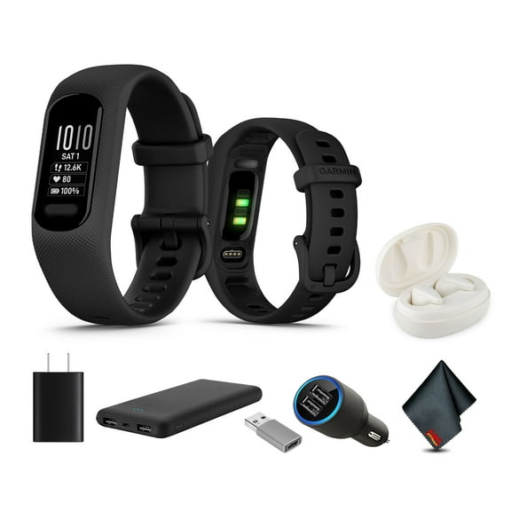 Garmin vívosmart 5, Fitness Tracker, Long-Lasting Battery, Simple Design, Black Bundle With USB Wall Charger   More