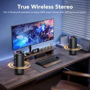 Portable Bluetooth Speaker with Battery Level Display, Powerful Sound Wireless Speaker: Deep Bass, BT 5.4, 20H Playtime, 7 RGB Modes, IPX7 Waterproof, TWS Pairing, Beach/Vacation Essentials(Black)