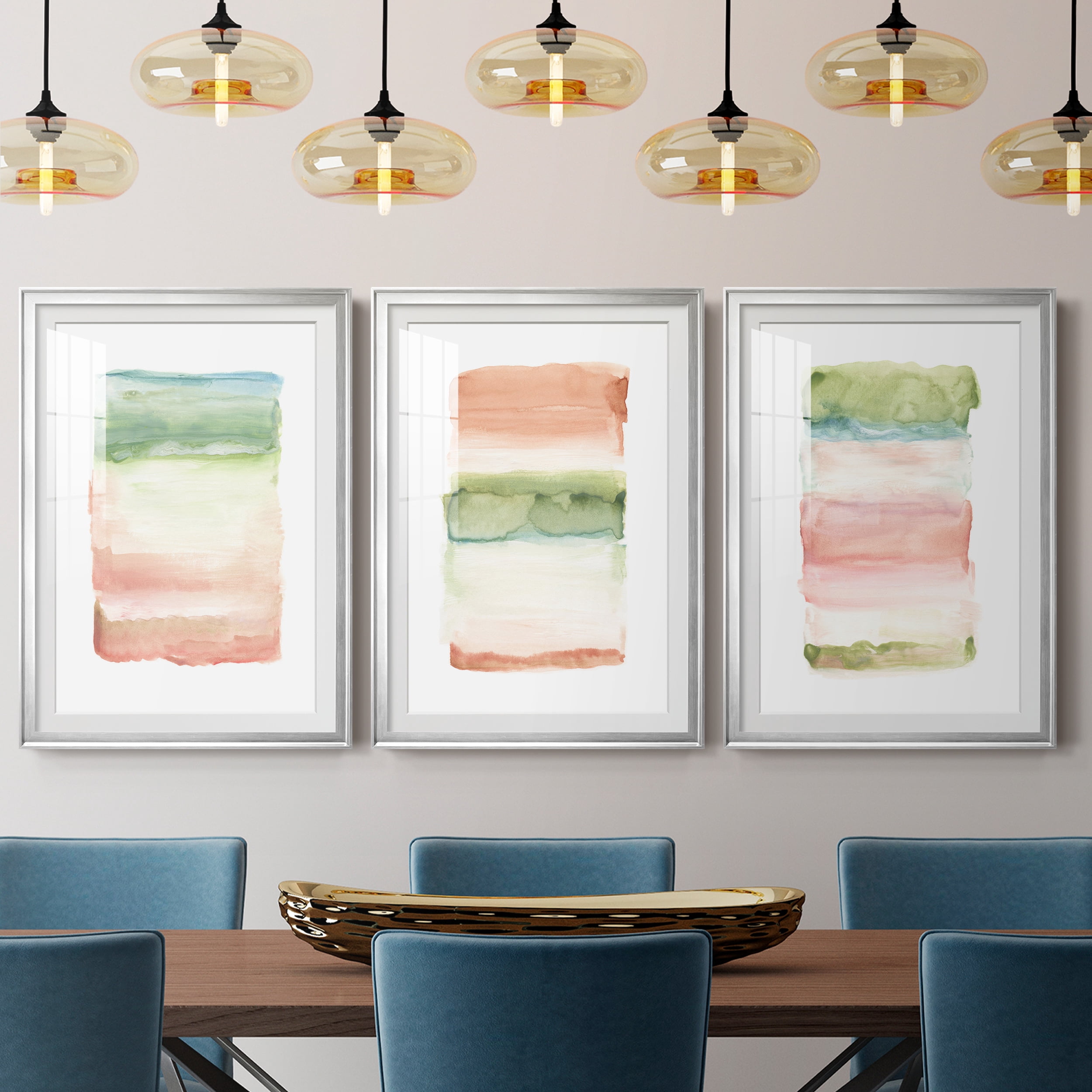 Skye I Premium Framed Prints Set of 3 - Ready to Hang - 26.5 x 36.5 Each - Silver Frame