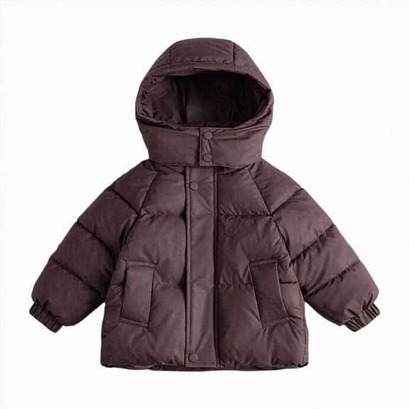 NOLDARES Girls' Boys' Hooded Puffer Jacket Winter Warm Down Ski Jacket Coat for Little & Big Kid,A048-Coffee