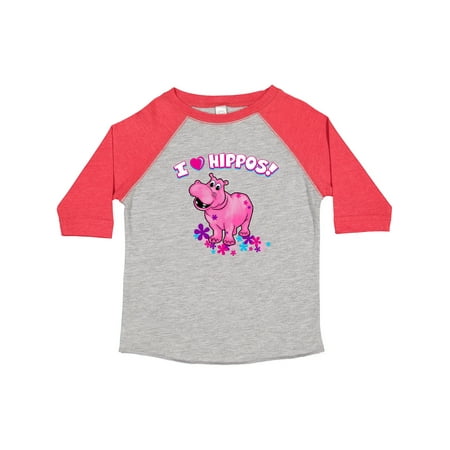 

Inktastic I Love Hippos with Pink Hippo and Flowers Gift Toddler Boy or Toddler Girl T-Shirt