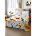 thumbnail image 2 of Spring Wildflowers King Size Flat Sheet, Wrinkleproof & Fadeproof Cooling Flat Bed Sheet Only, Leaves Pastoral Botanical Country Breathable Soft Bedding Top Sheets 105 x 98 Inches, 2 of 8