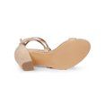 thumbnail image 5 of BLISSFUL STEP Women's Sandals Solid Color Mid Block Heels Lace up Sandals Nude 7, 5 of 7