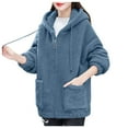thumbnail image 1 of Manteau Grande Taille Mode Décontractée pour Femmes Automne Hiver Couleur Unie Cardigan à Capuche Fermeture Éclair Chaud Confortable, 1 of 8