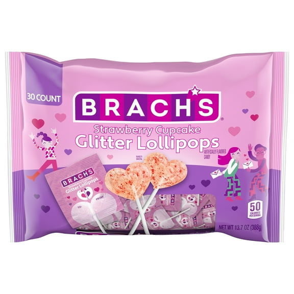 Brach's Strawberry Cupcake Glitter Pops 30 Count 13.5 Ounce Package