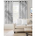 thumbnail image 1 of Gray Palm Leaf Blackout Curtains Light Blocking Print Window Curtains, Tropical Botanical Leaves Minimalist Thermal Insulated Window Drapes for Living Room Kitchen Cafe (2 Panels, 104"W x 84"L), 1 of 8